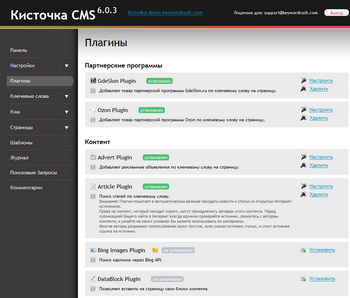 Кисточка CMS панель администрирования