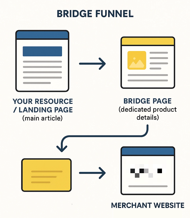 Bridge funnel: Landing page - Bridge Page - Merchant website