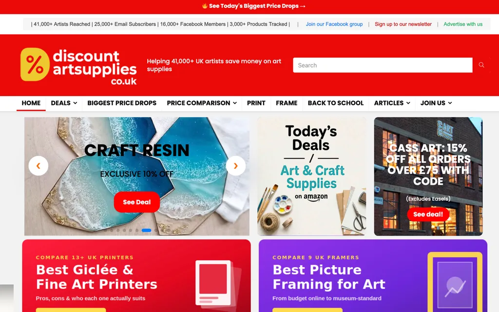 discountartsupplies.co.uk — UK art and craft supplies price comparison