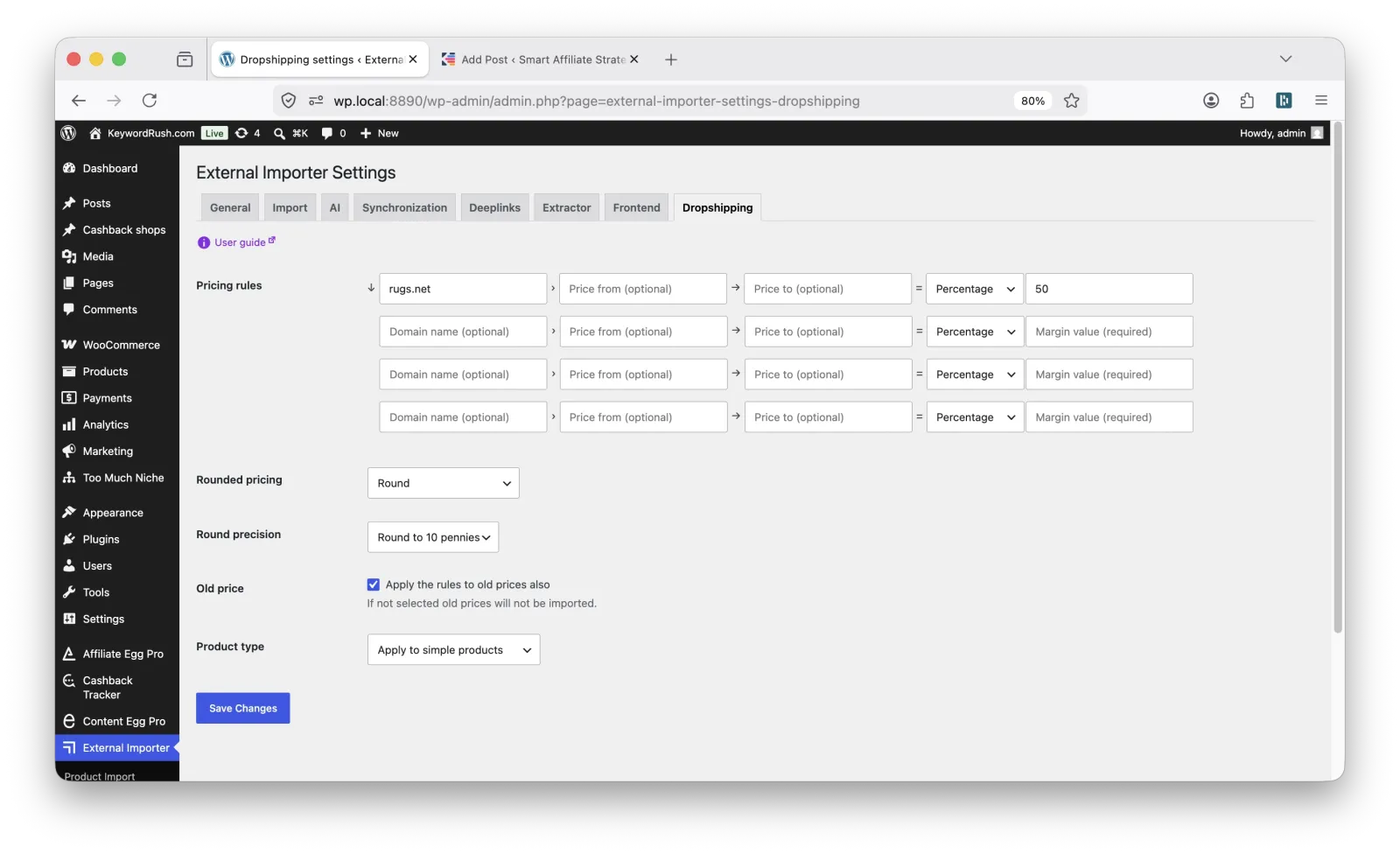 External Importer markup rules