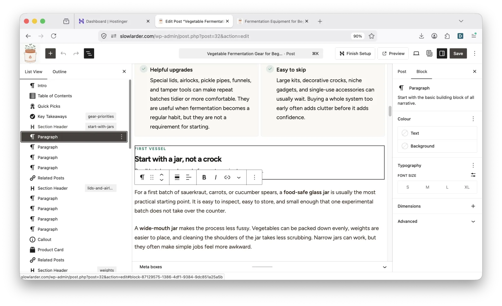 Reviewing a generated article in the WordPress block editor before publishing