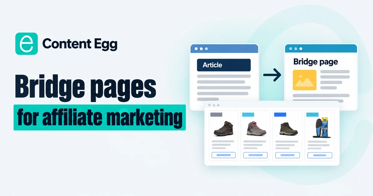 Bridge pages for affiliate marketing: an article linking to a bridge page with product cards