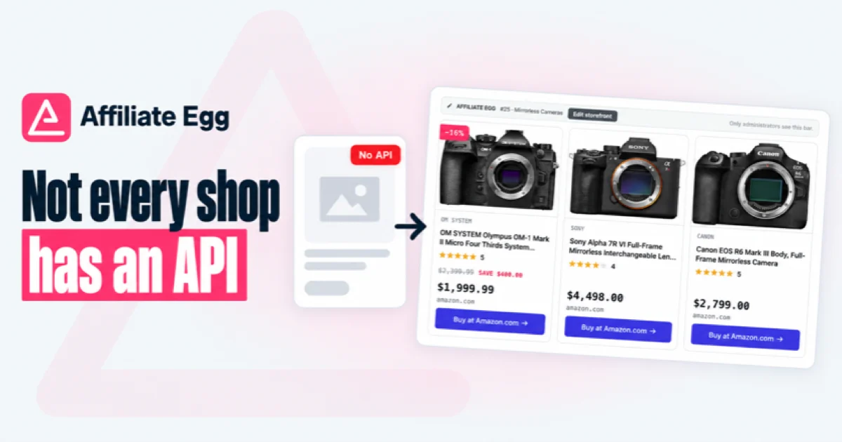 Not every shop has an API: a shop page without an API turned into an Affiliate Egg product grid